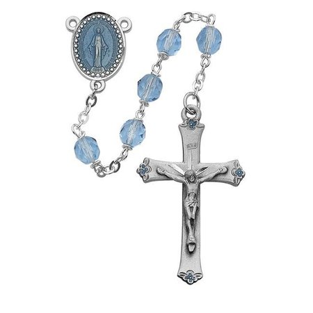 MCVAN McVan 864DF 7 mm Glass Beads Cross & Rosary Set - Blue 864DF